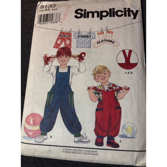Simplicity 9133 Birch Street Overalls Pattern Kids Size 2-4 Uncut 1994 Sewing Cr - Picture 5 of 5